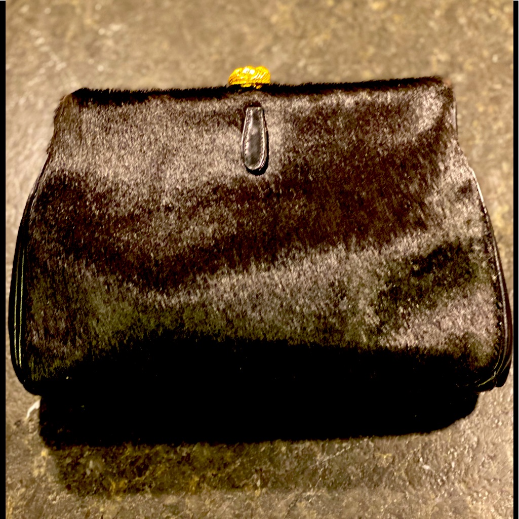 Vintage Greta Calfskin Clutch W/ Gold Jewel Clasp